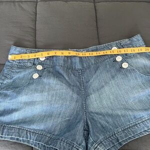 American Eagle Outfitters Blue Denim Button-Accent Shorts